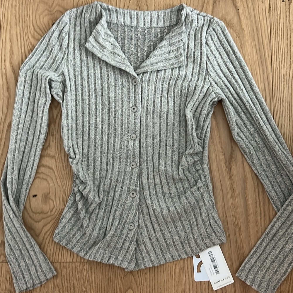 NWT REVOLVE & ANTHROPOLOGIE lovers COMMENSE soft button front shirt M khaki